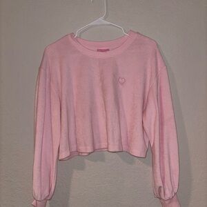Stoney Clover x Target Pink Cropped Terry Cloth Sweatshirt with Heart Detail